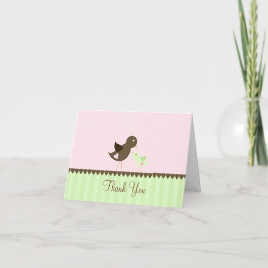 Baby Bird Baby Dusche Danke Note Card (Vorderseite)