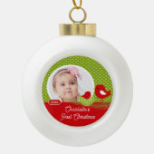 Baby Bird Baby's First Christmas Foto Keramik Kugel-Ornament (Vorderseite)