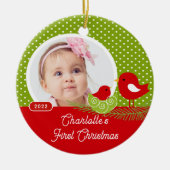 Baby Bird Baby's First Christmas Foto Keramik Ornament (Vorne)