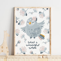 Baby Bird Blue Wunderbares World Poster | Wall Art