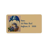 Baby Bird Fledgling Blue Parachute Wasserfarbe Kun Adressaufkleber (Vorne)