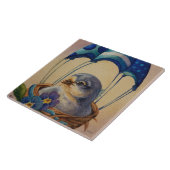 Baby Bird Fledgling Blue Parachute Wasserfarbe Kun Fliese (Seite)