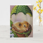 Baby Bird Fledgling Green Parachute Wasserfarbe Ku Karte (Gelbe Blume)