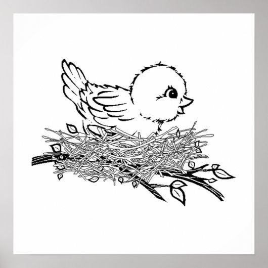 Baby Bird in Nest Poster (Vorne)