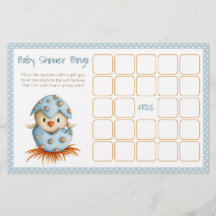Baby Bird mit Blue Baby Dusche Bingo Card
