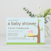 Baby Bird Nest Baby Dusche Einladung (Stehend Vorderseite)