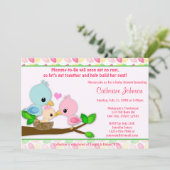 Baby Bird Nest Baby Shower Einladungen GIRL Famili (Stehend Vorderseite)