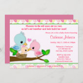 Baby Bird Nest Baby Shower Einladungen GIRL Famili (Vorne/Hinten)