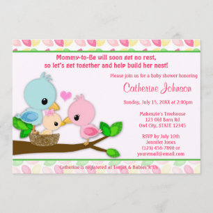Baby Bird Nest Baby Shower Einladungen GIRL Famili