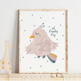 Baby Bird Pink Happy Day Poster | Wall Print