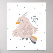 Baby Bird Pink Happy Day Poster | Wall Print (Vorne)