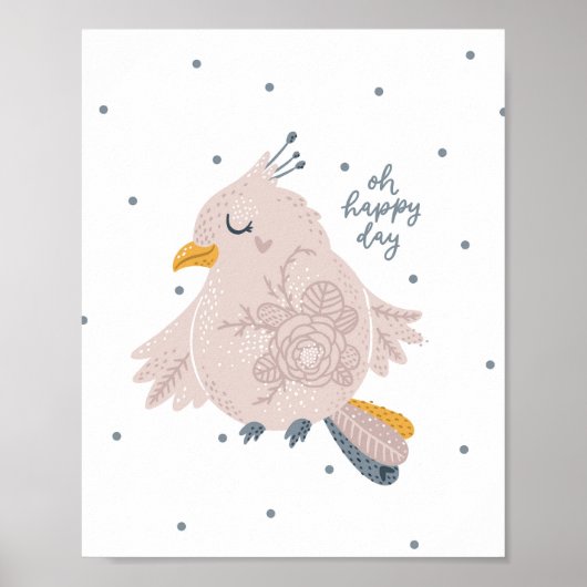 Baby Bird Pink Happy Day Poster | Wall Print (Vorne)