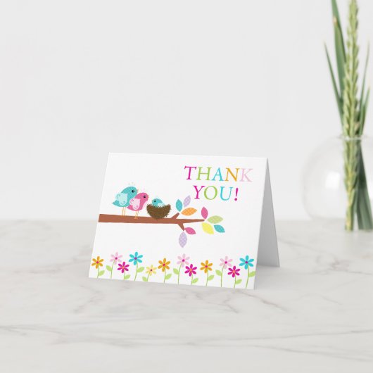Baby Birds Nest Danke Note Card (Vorderseite)