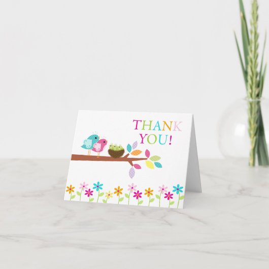 Baby Birds Nest Triplets Thank You Note Card Dankeskarte (Vorderseite)