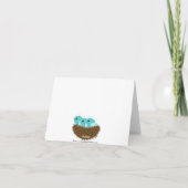Baby Birds Nest Triplets Thank You Note Card Dankeskarte (Rückseite)