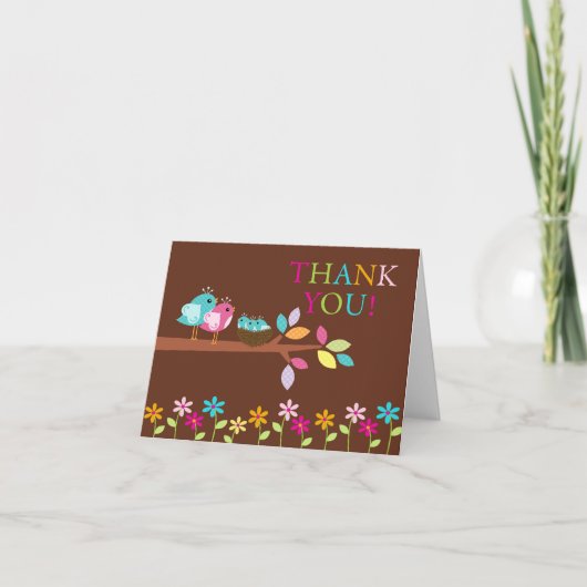 Baby Birds Nest Triplets Thank You Note Card Dankeskarte (Vorderseite)