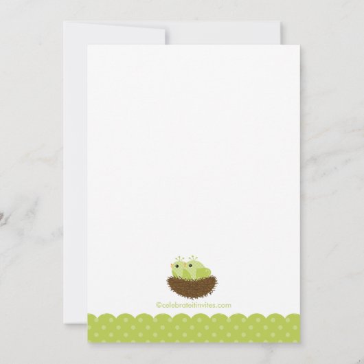 Baby Birds Nest Twins Babydusche Einladungen (Rückseite)