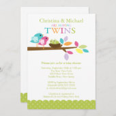 Baby Birds Nest Twins Babydusche Einladungen (Vorne/Hinten)