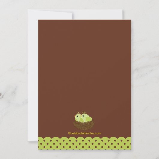 Baby Birds Nest Twins Babydusche Einladungen (Rückseite)