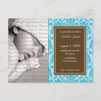Baby Birth Ankündigung Baroque Vintag Blue