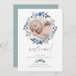 Baby Birth Announcement | Aquarellblau Einladung