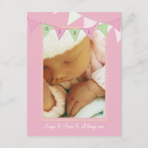 Baby Birth Announcement Banner Foto Postcard Ankündigungspostkarte