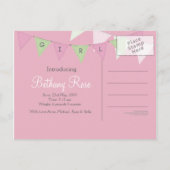 Baby Birth Announcement Banner Foto Postcard Ankündigungspostkarte (Rückseite)