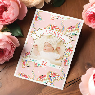 Baby Birth Announcement Card - Dekorativer Elefant Ankündigung