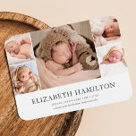 Baby Birth Announcement Elegantes Foto Magnet<br><div class="desc">Die elegante Geburtsankündigung umfasst 5 Fotos.</div>