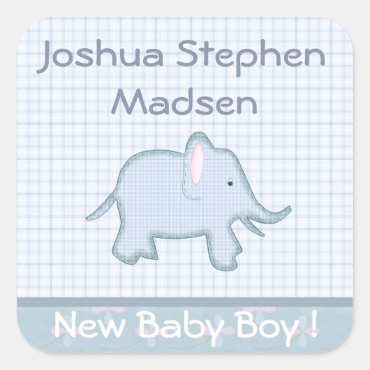 Baby Birth Announcement Elephant Sticker (Vorderseite)