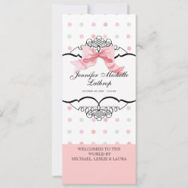 Baby Birth Announcement - French Bow Dot Swirl Ankündigung