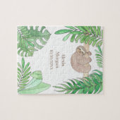 Baby Birth Announcement Niedlich Sloth Dschungel B Puzzle (Horizontal)