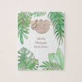 Baby Birth Announcement Niedlich Sloth Dschungel B Puzzle (Vertikal)