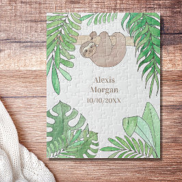 Baby Birth Announcement Niedlich Sloth Dschungel B Puzzle