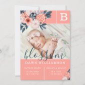 Baby Birth Announcement | Rosa Blume Ankündigung (Vorderseite)