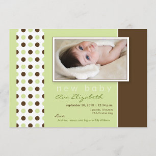 Baby Birth Announcement Sage Green Polka Dots Ankündigung