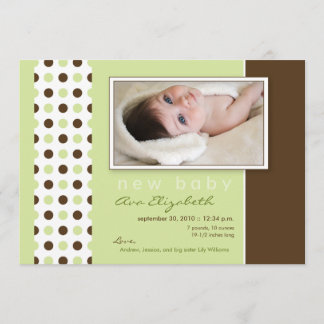 Baby Birth Announcement Sage Green Polka Dots Ankündigung