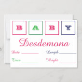 Baby Birth Announcement Thin Magnetic Card Magneteinladung (Vorderseite)