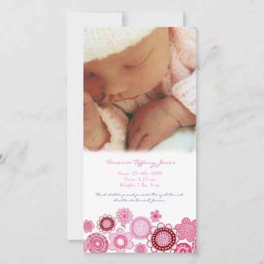 Baby Birth Announction Custom Made Foto Card Ankündigung (Vorderseite)