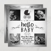 Baby Birth Foto Ankündigung Black & White Pram (Vorne/Hinten)