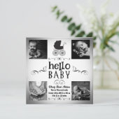 Baby Birth Foto Ankündigung Black & White Pram (Stehend Vorderseite)