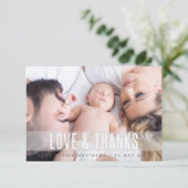 Baby Birth Modern Foto von Family Cute Stylish Fun Dankeskarte (Stehend Vorderseite)