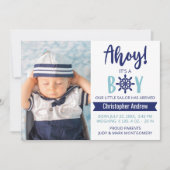 Baby Birth Nautical Ahoy Es ist ein Junge Foto Ankündigung (Vorderseite)