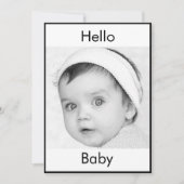 Baby Birth Niedliches Foto Schwarz-weiß Modernes D Einladung (Vorderseite)