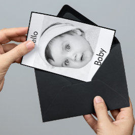 Baby Birth Niedliches Foto Schwarz-weiß Modernes D Einladung