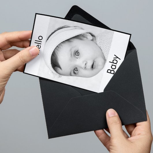 Baby Birth Niedliches Foto Schwarz-weiß Modernes D Einladung