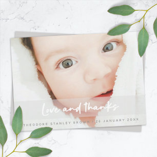 Baby Birth Photo   Modern Cute New Simple White Dankeskarte