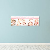 Baby Birth Stats 5 Foto Collage Familie von 3 Pink Leinwanddruck (Insitu (Holzboden))