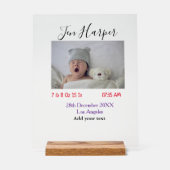 Baby birth stats add name place date keepsake memo acrylschild (Vorderseite)