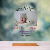 Baby birth stats add name place date keepsake memo acrylschild (Neutral)